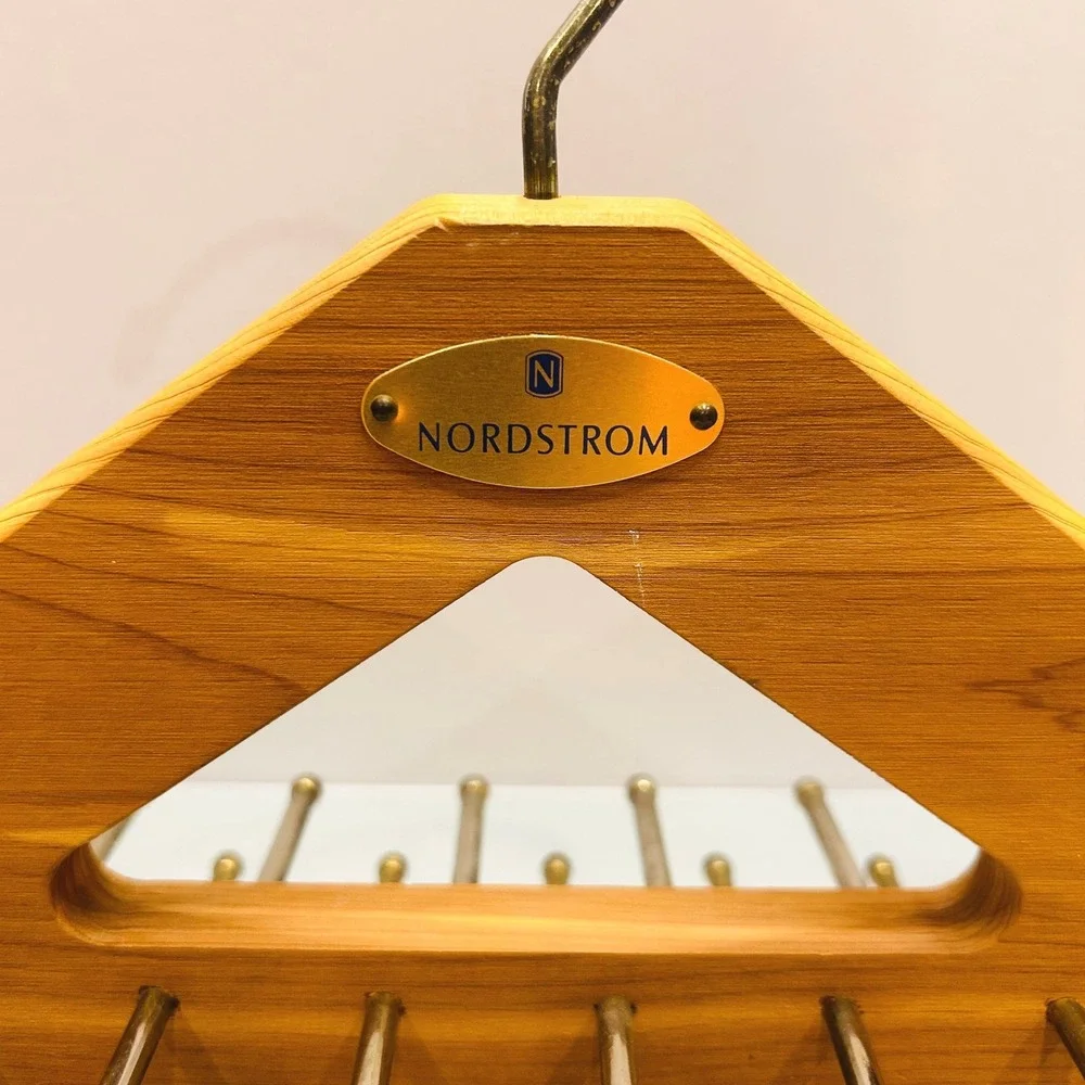 Nordstrom Store Display Hanger Vintage Wood Brass Tie Rack Retail Fixture 90s